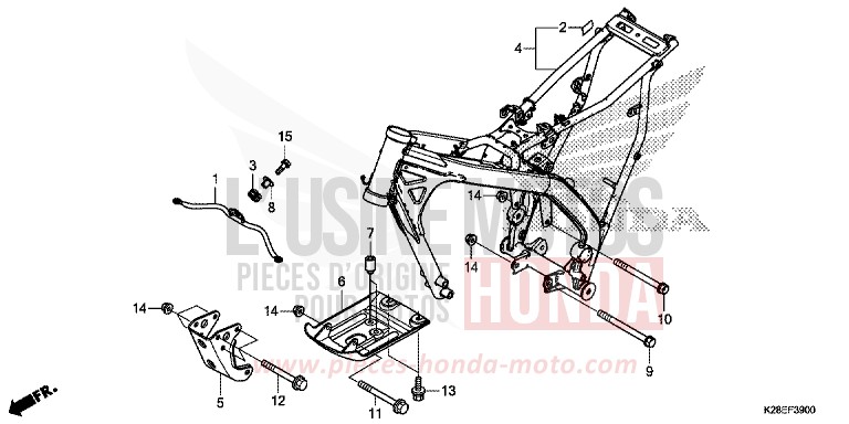 CARROSSERIE DE CHASSIS de CRF125F "Petites Roues" EXTREME RED (R292) 2024